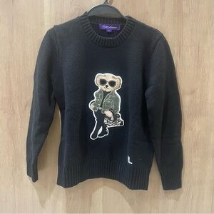 Polo Ralph Lauren Black Crewneck Sweater with Bear Design